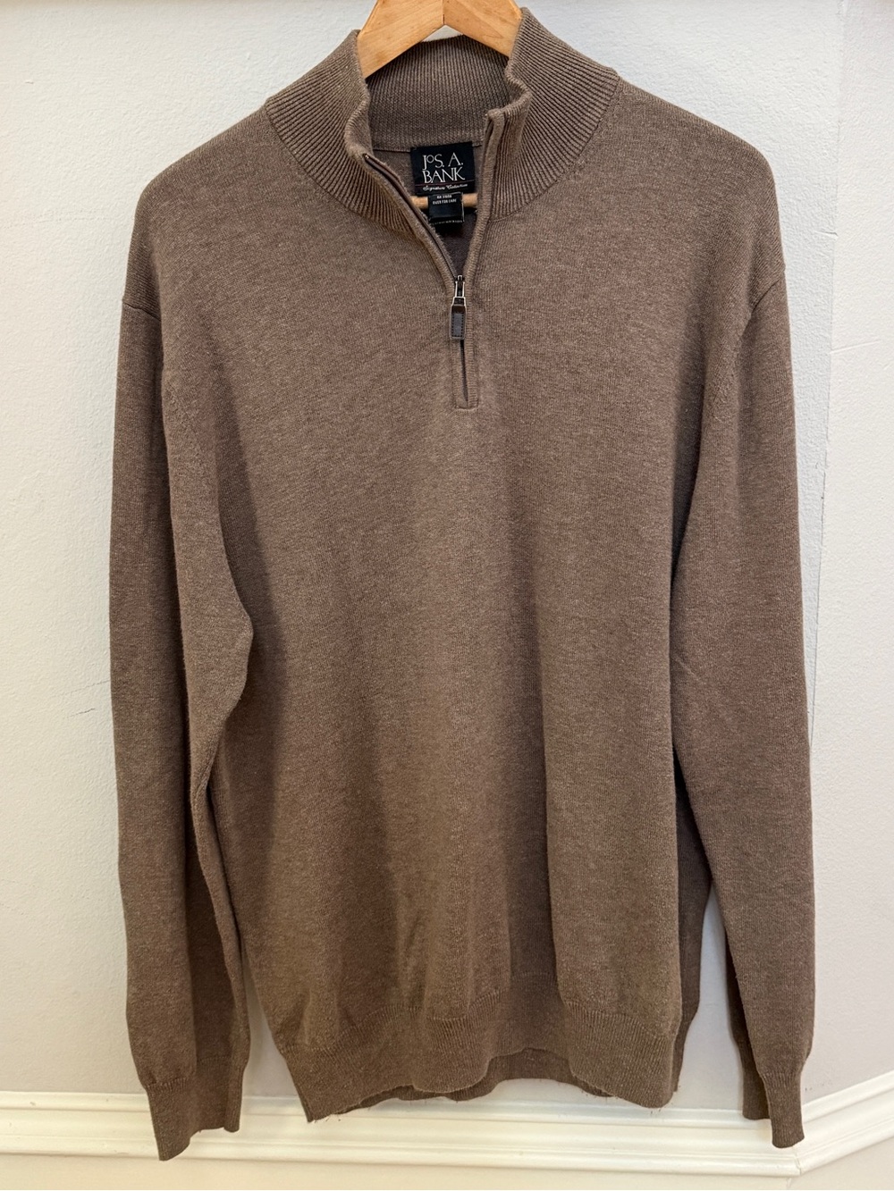 Jos. A. Bank Men's  Quarter-Zip Sweater in Taupe Brown